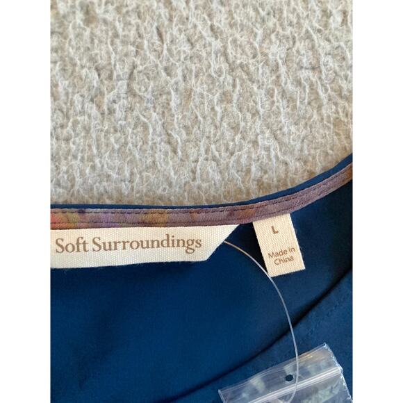NWT Soft Surroundings Top Large Boxy Oversized Stretch Blue Career Modern Blouse - Picture 4 of 12